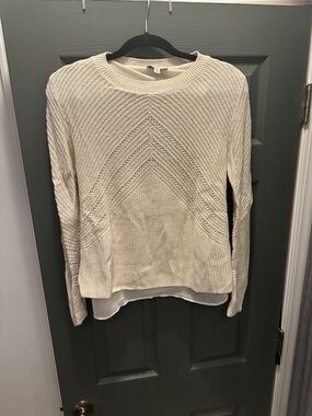 Lucky Brand Women's Cream Knit Layered Hem Sweater